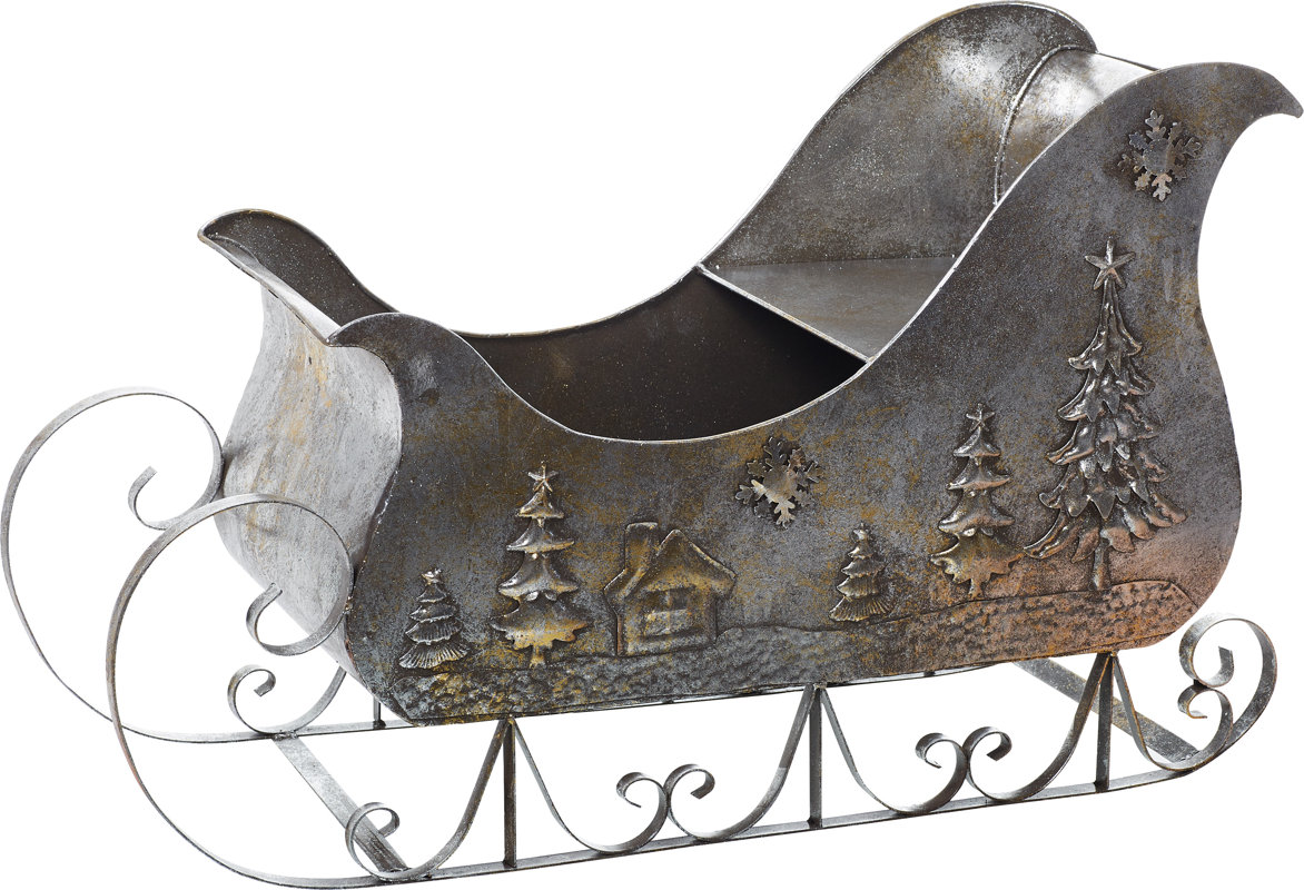 The Holiday Aisle Large Metal Christmas Sleigh Figurine Wayfair.ca